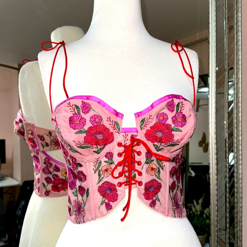 For Love and Lemons Victoria secret Kaylee Corset Crop Top L large